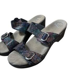 Dansko Sophie Multicolor Shagreen Leather Slide slip on sandals Size 41